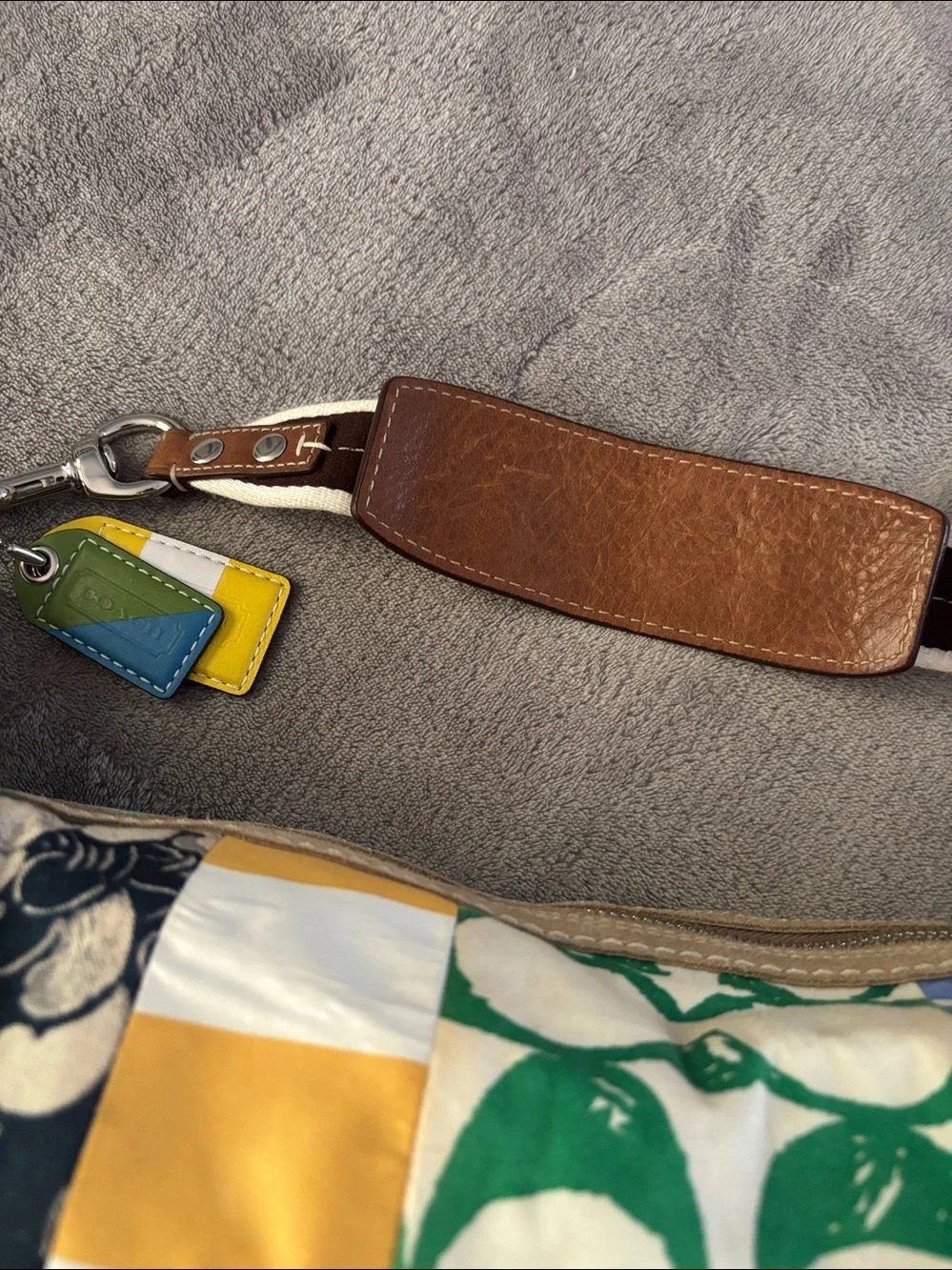 Coach Colorblock Shoulder Hobo Bag Tag Key Fob - Yellow, White, Green, Blue